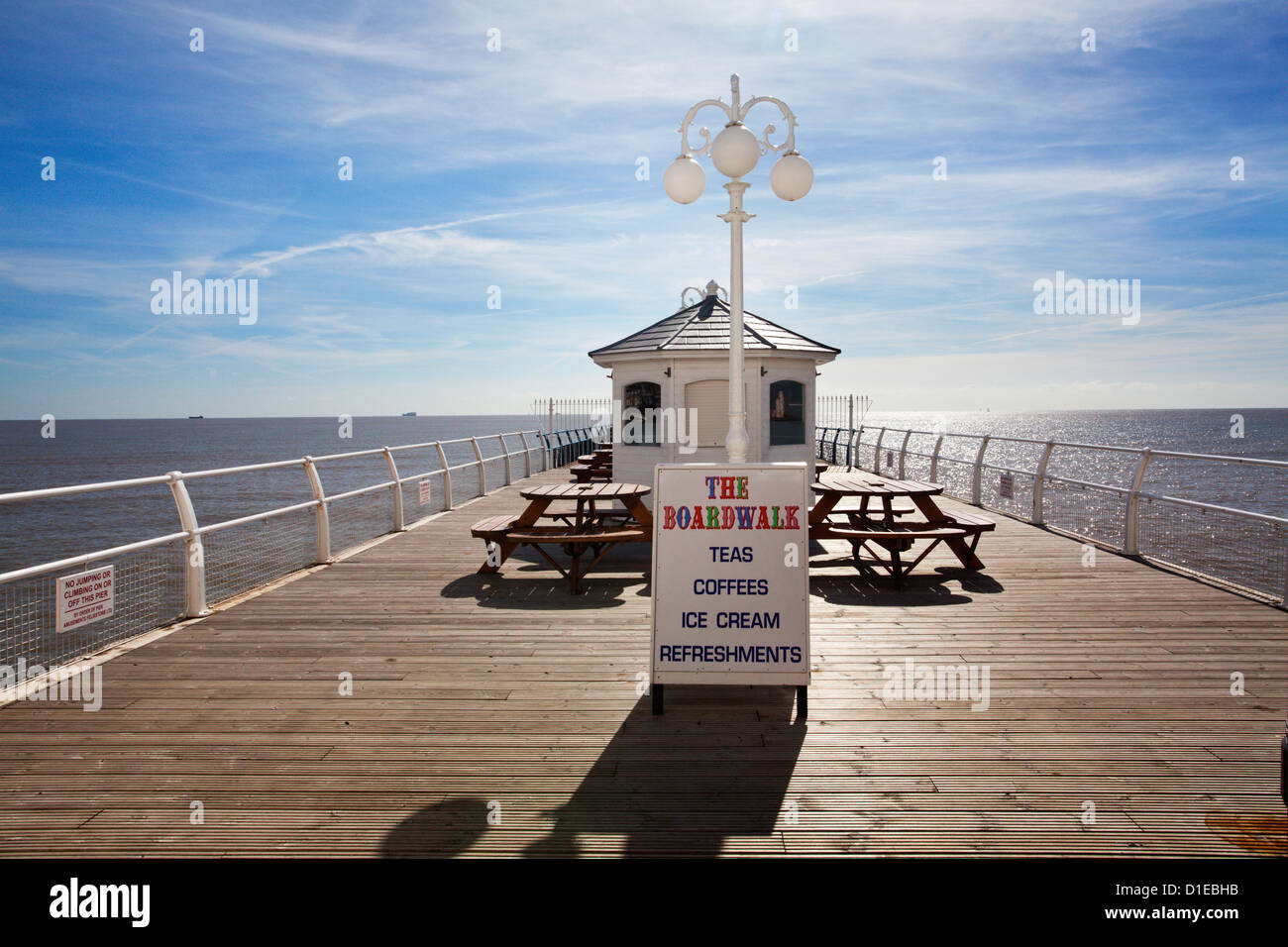 Boardwalk Cafe on the Pier at Felixstowe, Suffolk, England, United Kingdom, Europe Stock Photo