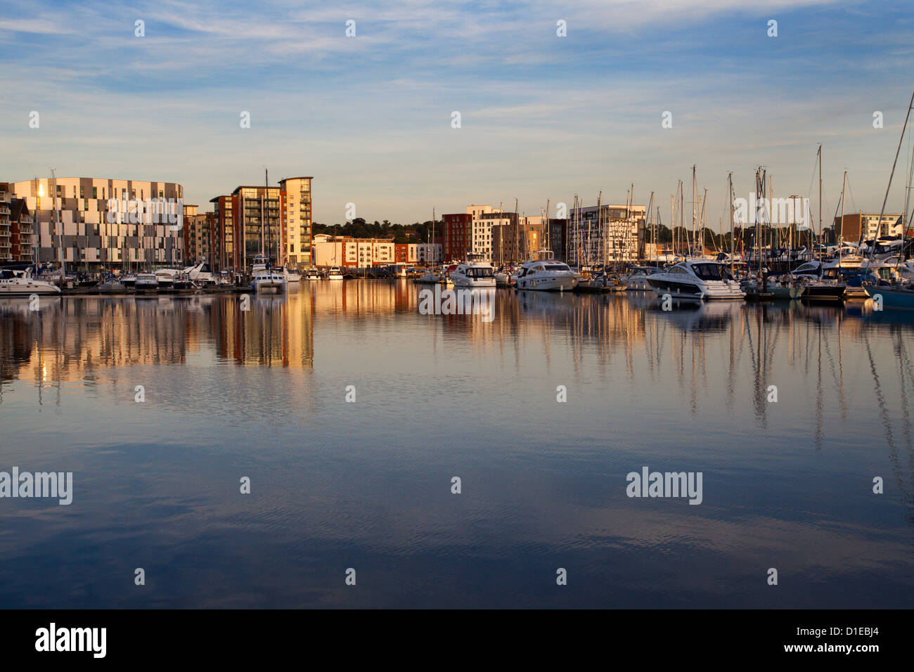 Ipswich Marina at sunset, Ipswich, Suffolk, England, United Kingdom