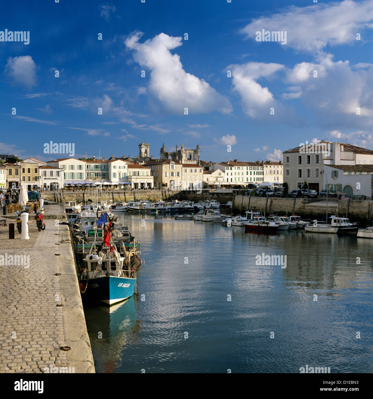 Harbour and Abbey, St. Martin, Ile de Re, Poitou-Charentes, France, Europe Stock Photo