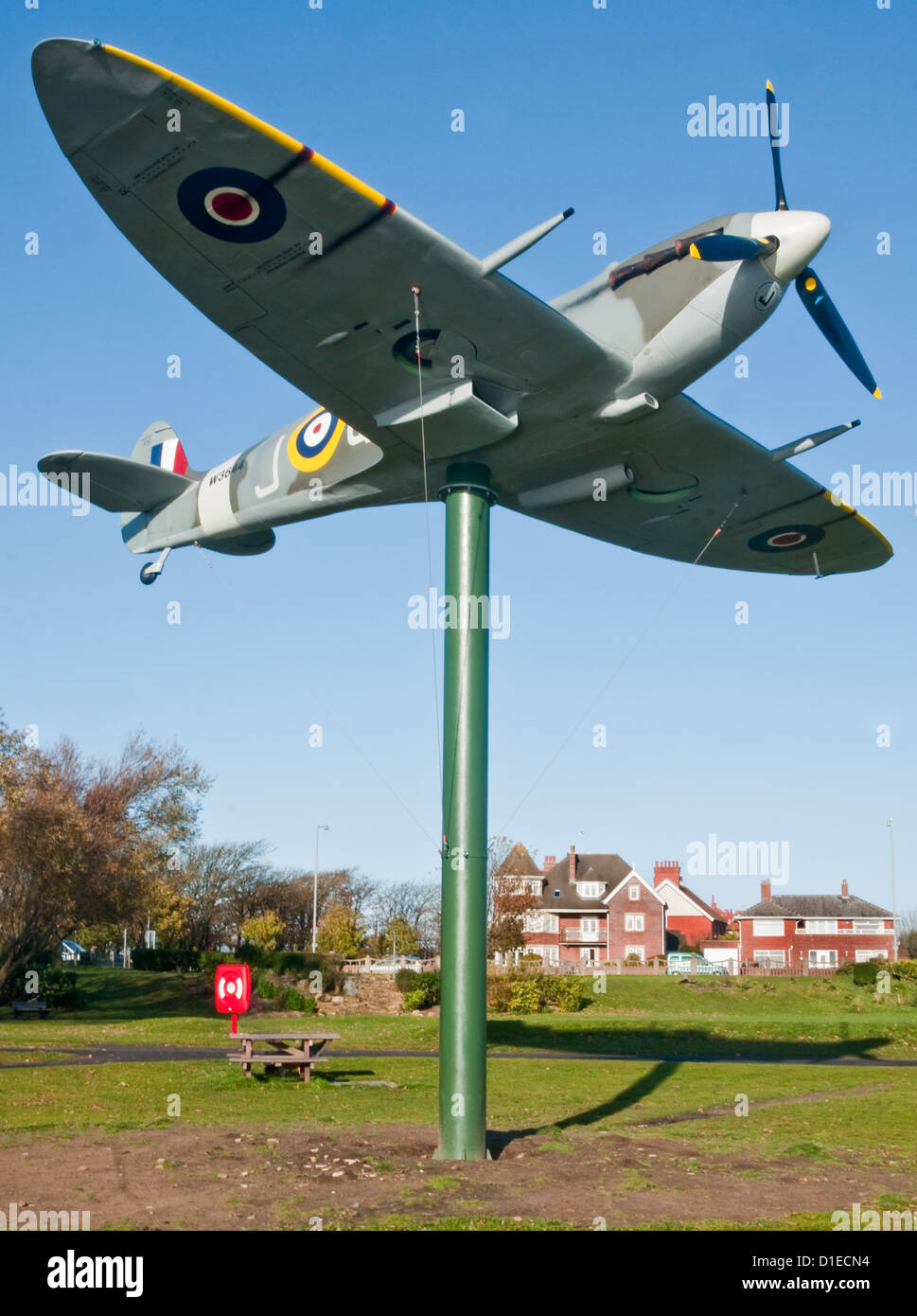 Replica of the Spitfire purchased by the people of Lytham St Annes, Lancashire, during WWII Stock Photo
