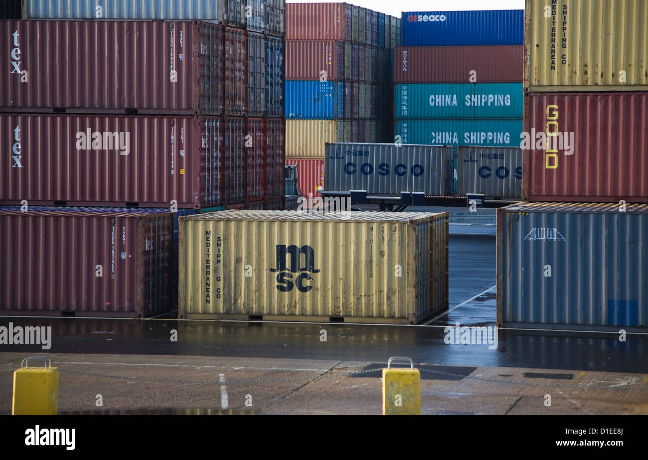 Stacked containers Port of Felixstowe Suffolk England Stock Photo - Alamy