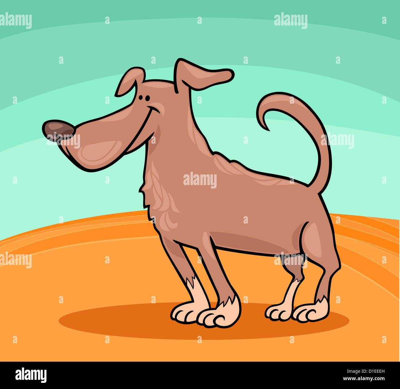 Cartoon Illustration of Cute Standing Brown Dog Stock Photo - Alamy