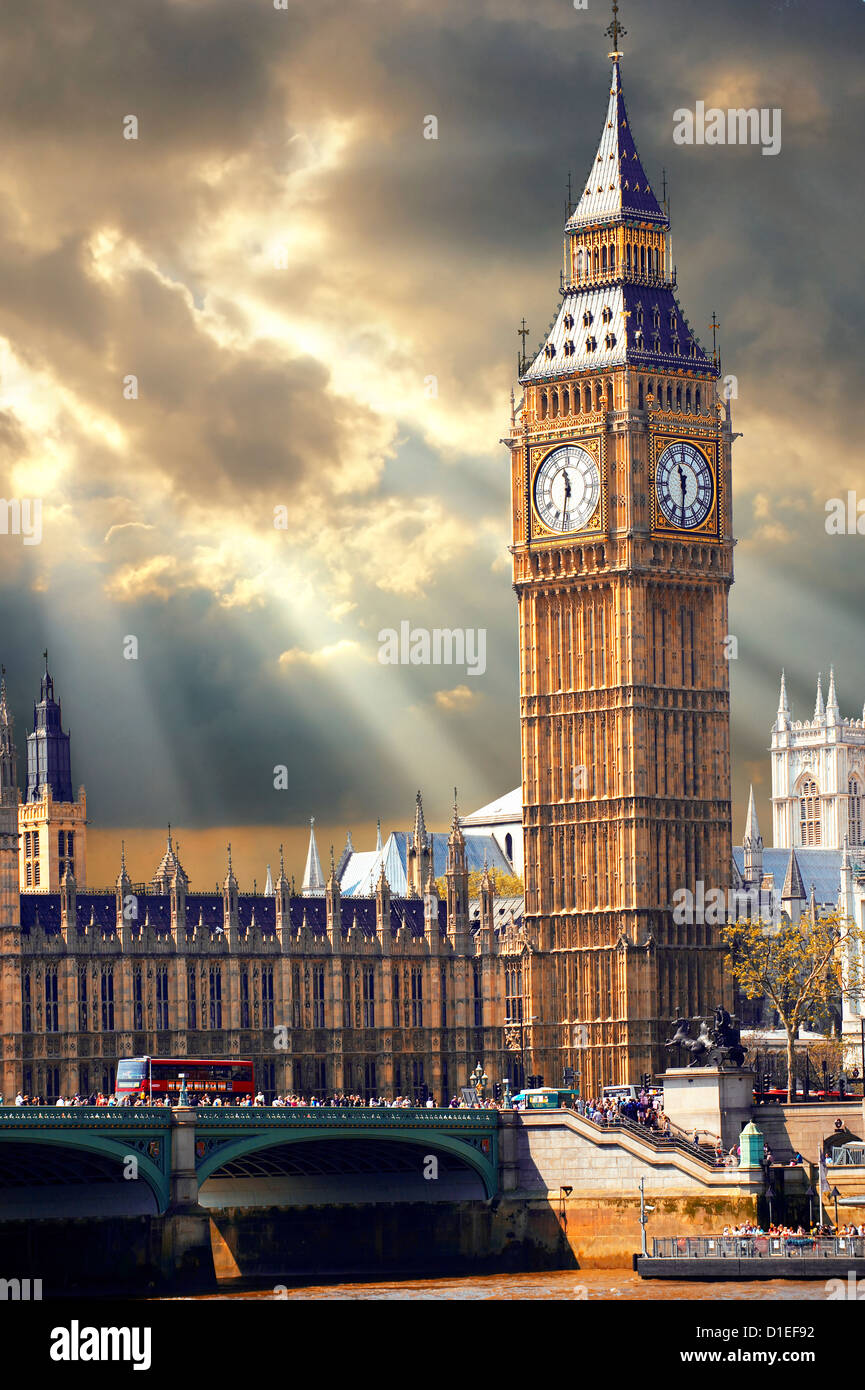 Big Ben and the Houses of Parliament, Westminster, London Stock Photo