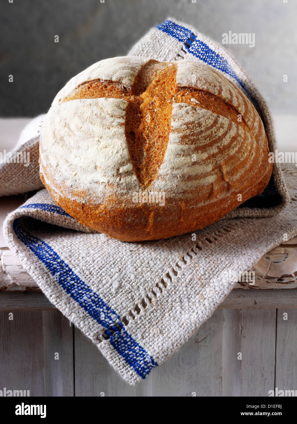 Artisan organic English Rye loaf Stock Photo