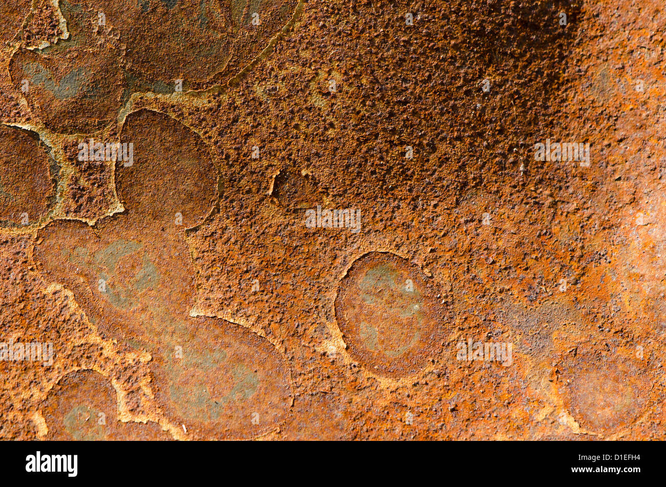 grunge rusty sheet of metal steel tin. Natural outdoor corrosion. Abstract background detail. Stock Photo
