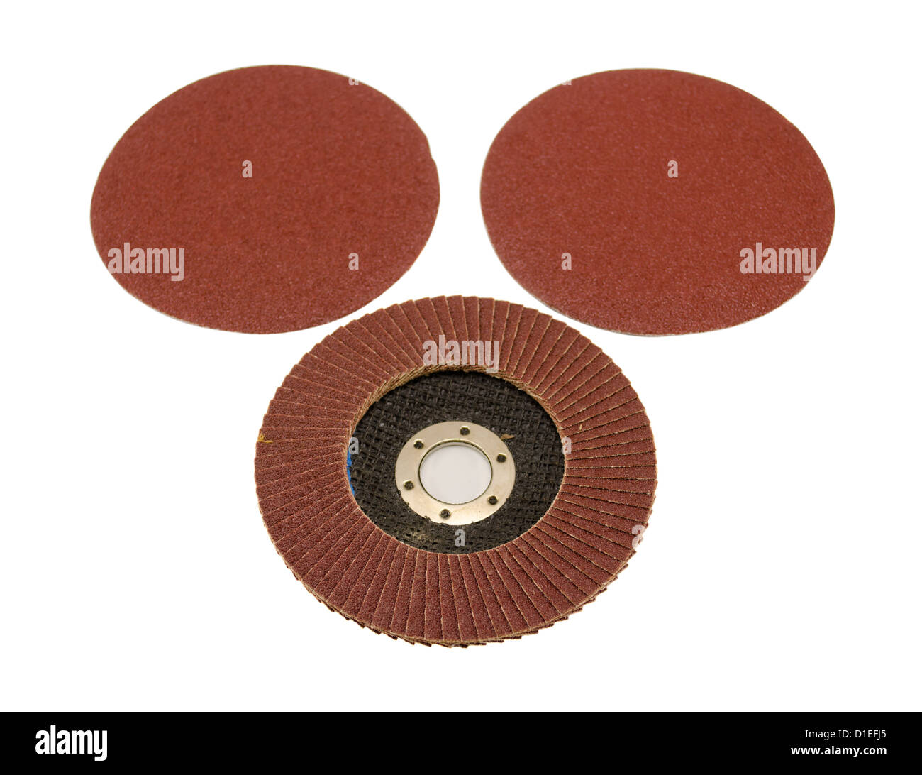 round special sandpaper for sander grinder tool isolated on white