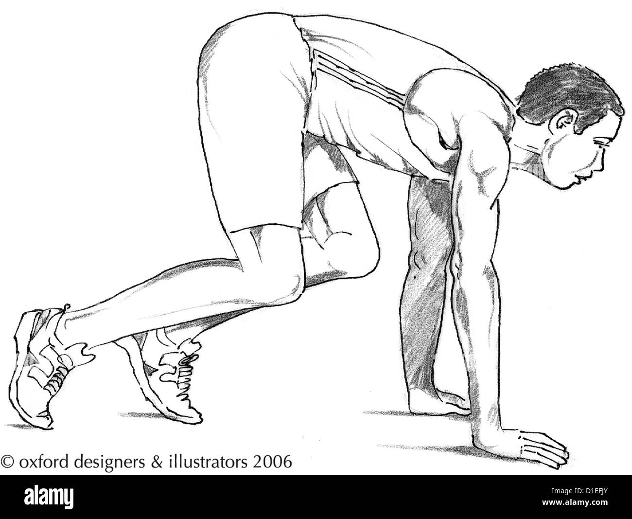 Drowing Sprinter Sprinter block Black and White Stock Photos & Images - Alamy
