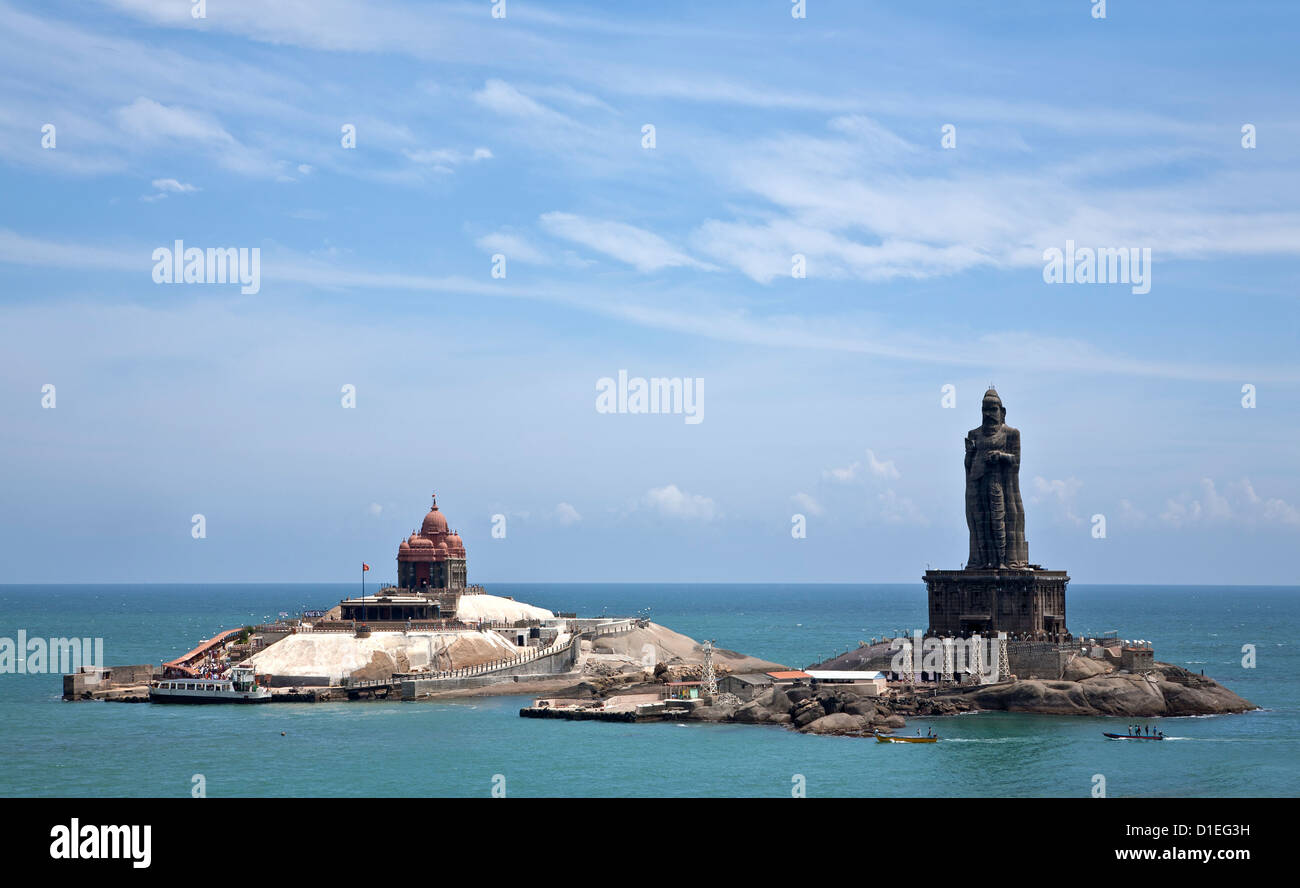 Vivekananda rock memorial and Thiruvalluvar statue. Kanyakumari. Cape