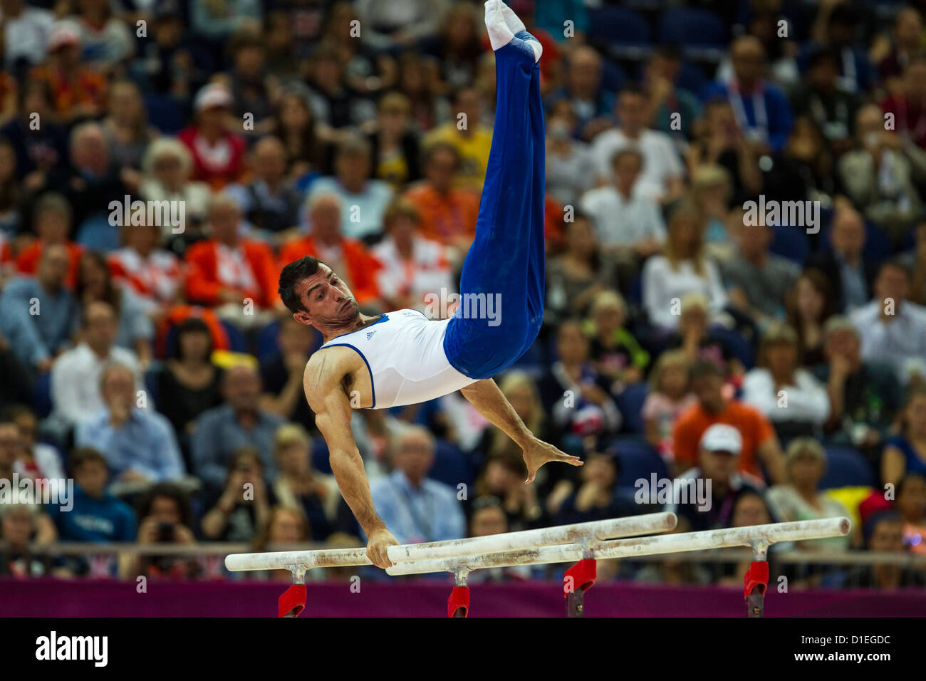 Vasileios Tsolakidis (GRE) competing during the Men's Parallel Bars