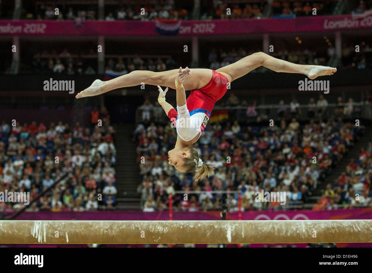 Victoria Komova (RUS) competing during the Women's Balance Beam Final