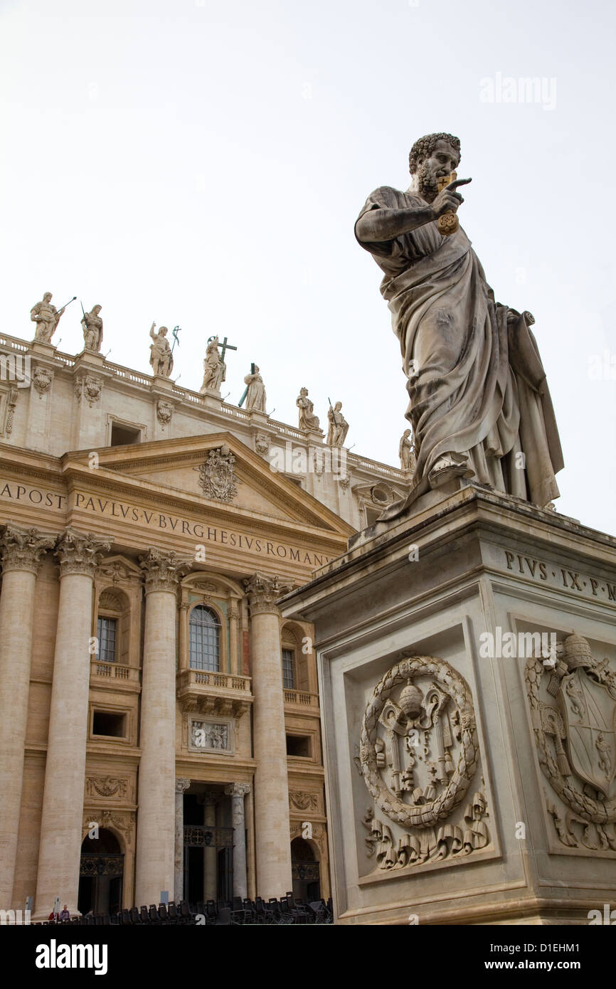 Statue of St Peter in front of St Peter's Basilica in the Vatican, Rome