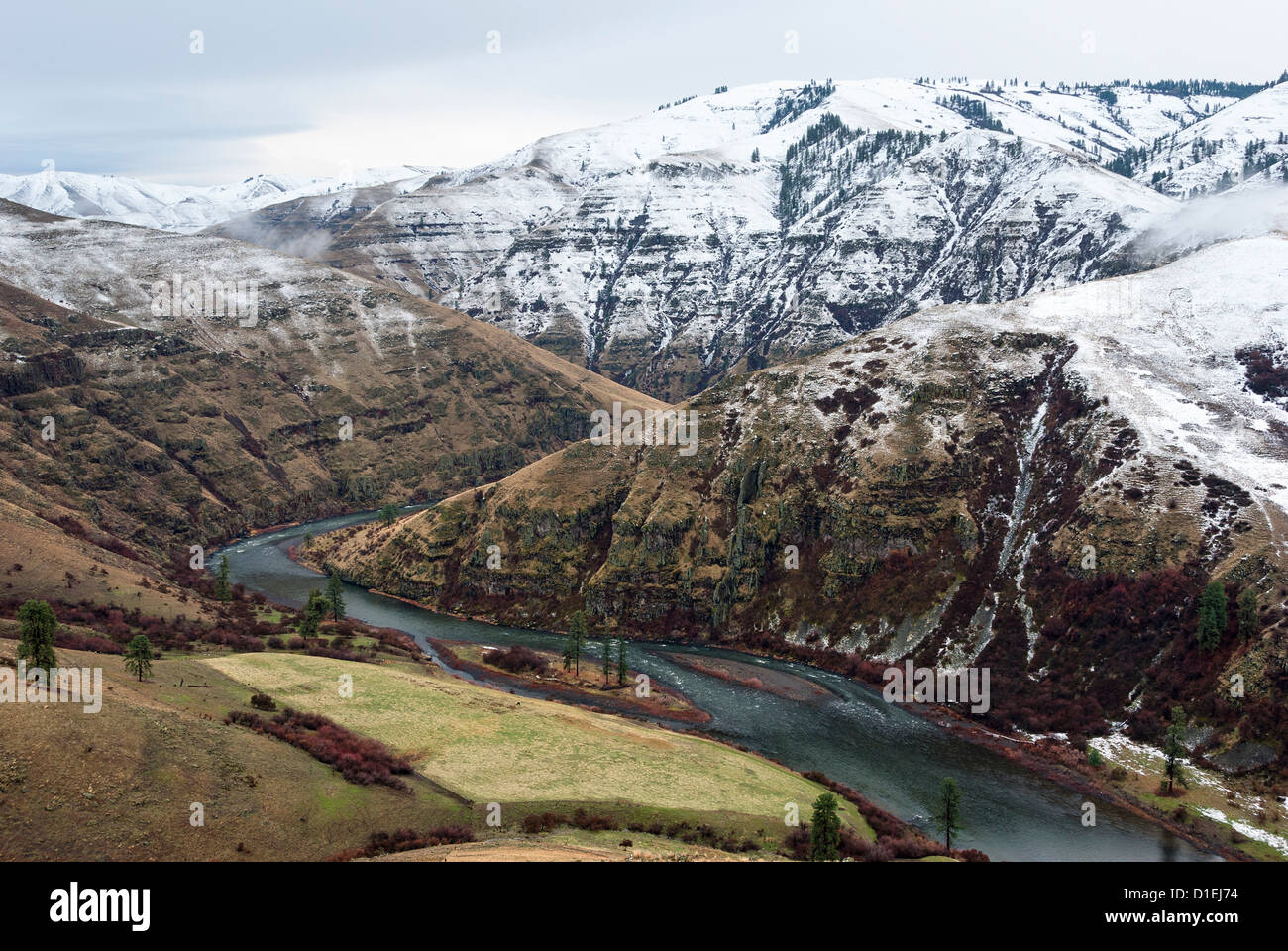 Snow on ridges above the Grande Ronde River in Southeast Washington ...