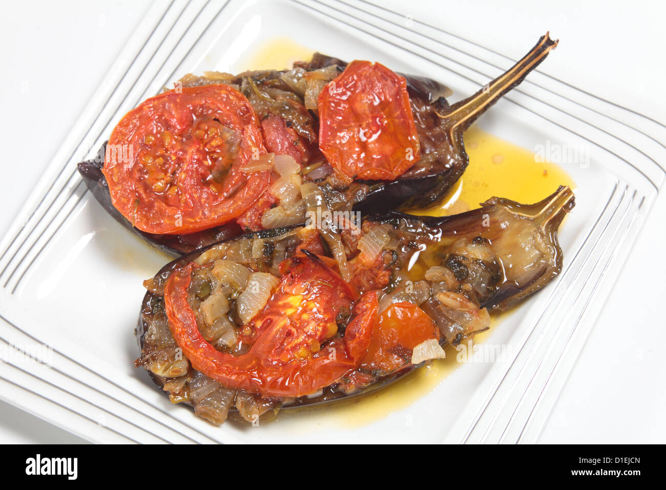 Imam baildi, aubergine stuffed with onion and garlic, a traditional