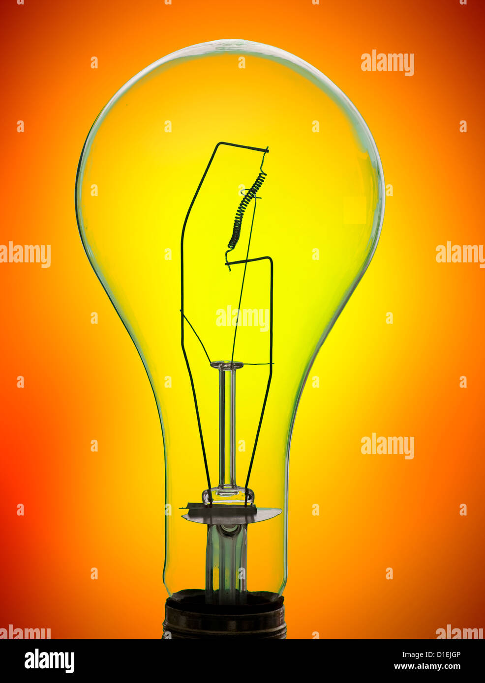 conceptual view light bulb abstract golden glow Stock Photo