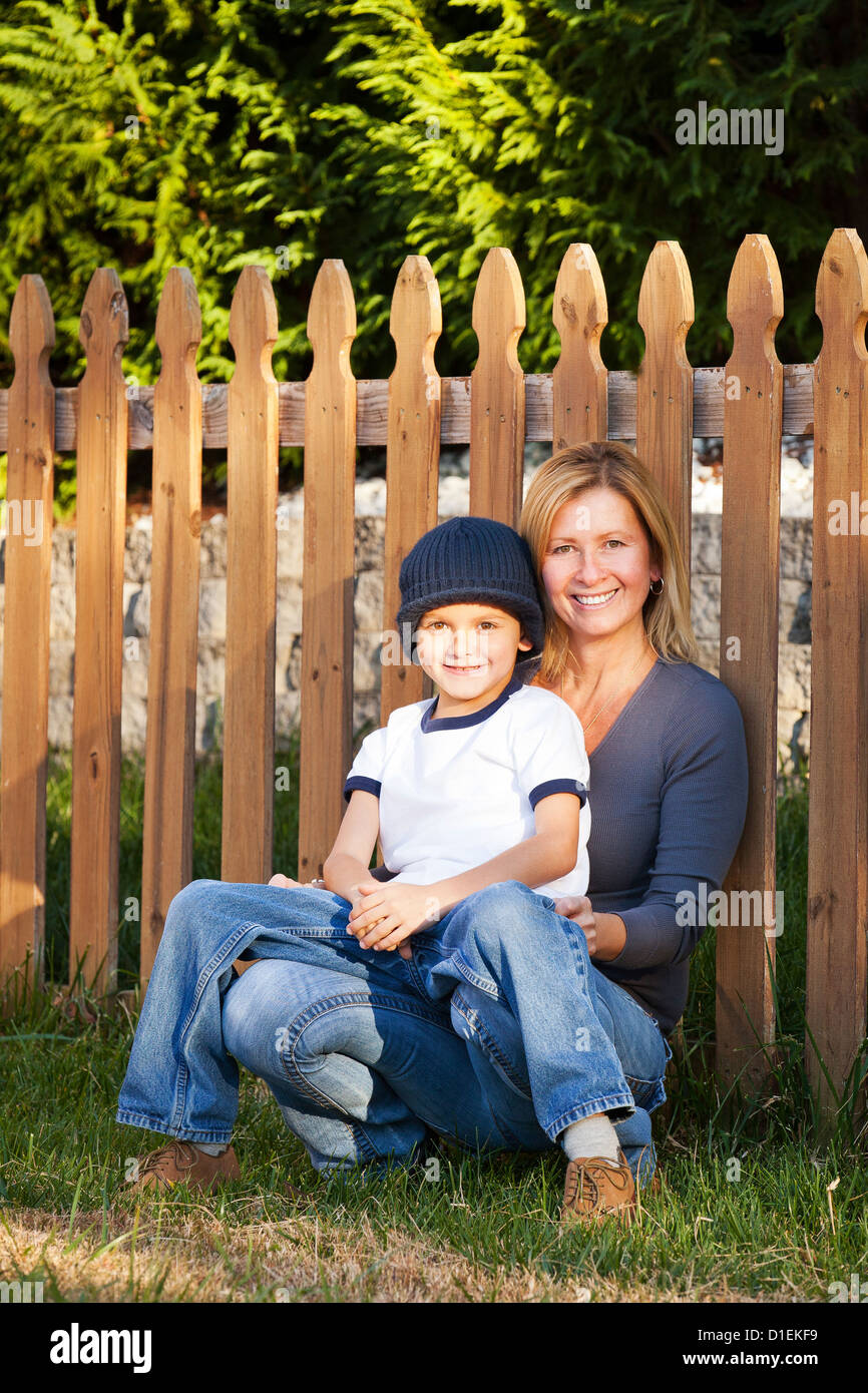 Mother and Son Portrait outdoors Stock Photo