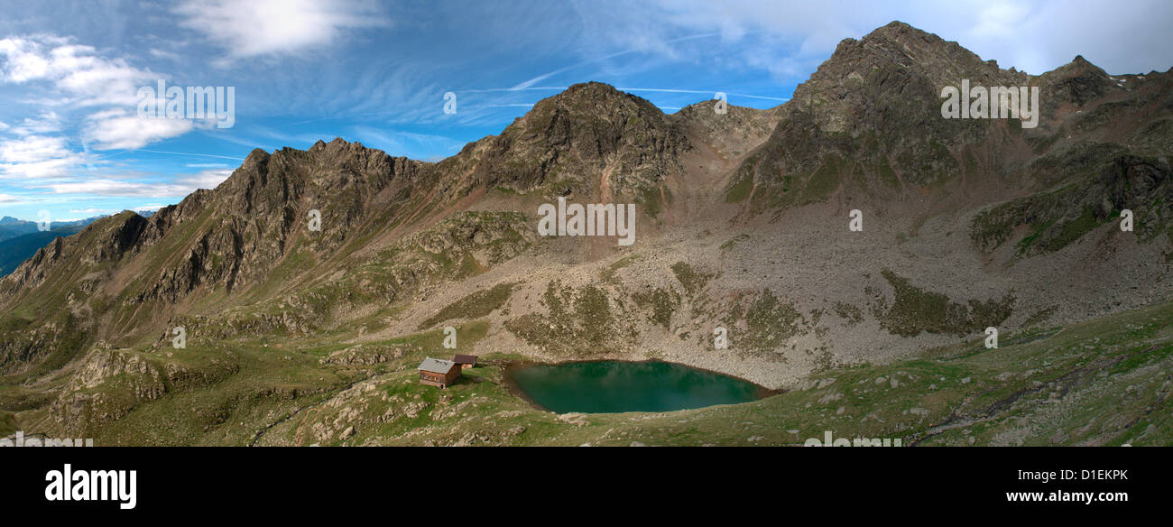 Mountainscape with lake, Zillertal Alps, South Tyrol, Italy Stock Photo
