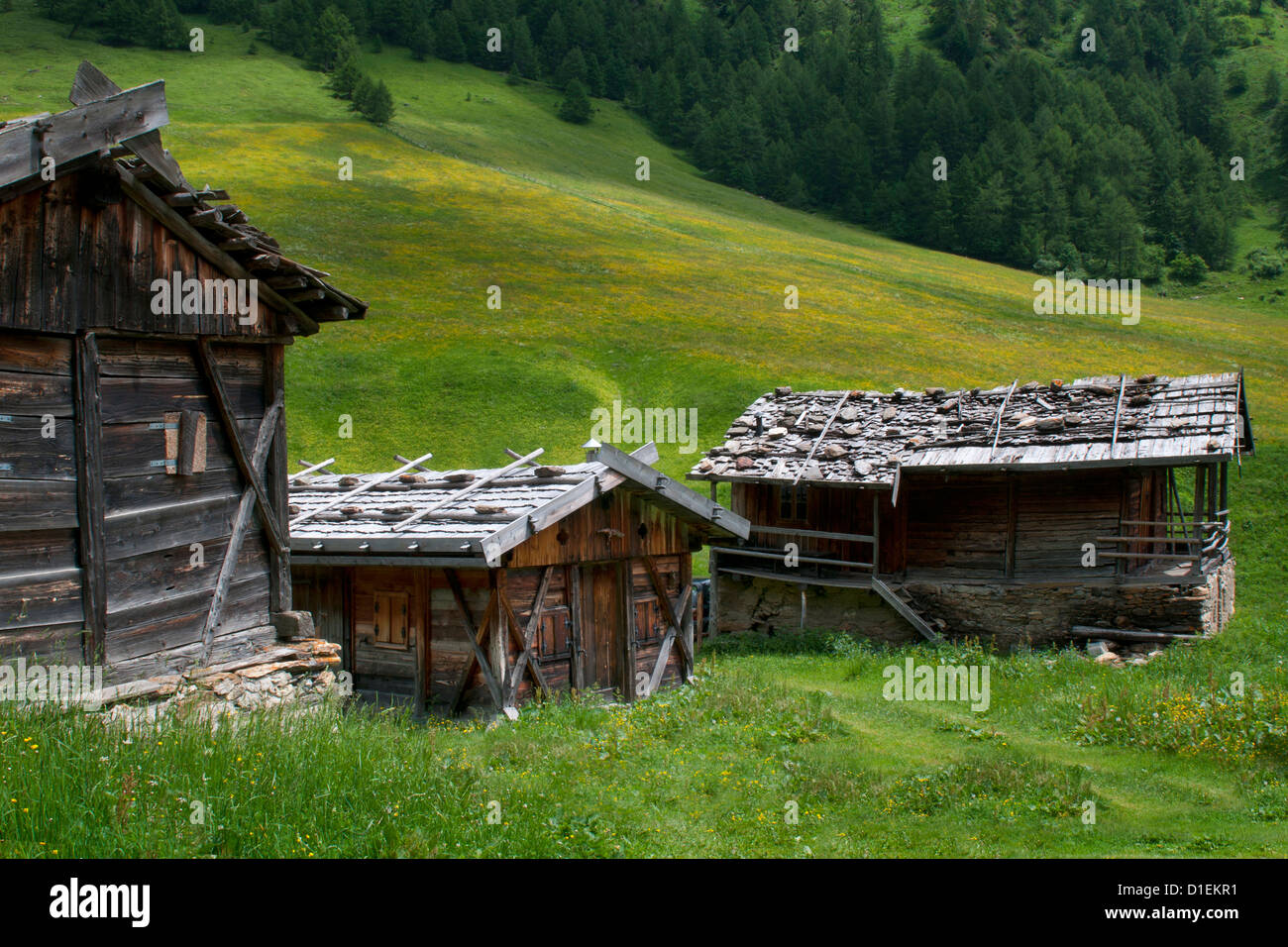 Alpine huts, South Tyrol, Italy Stock Photo