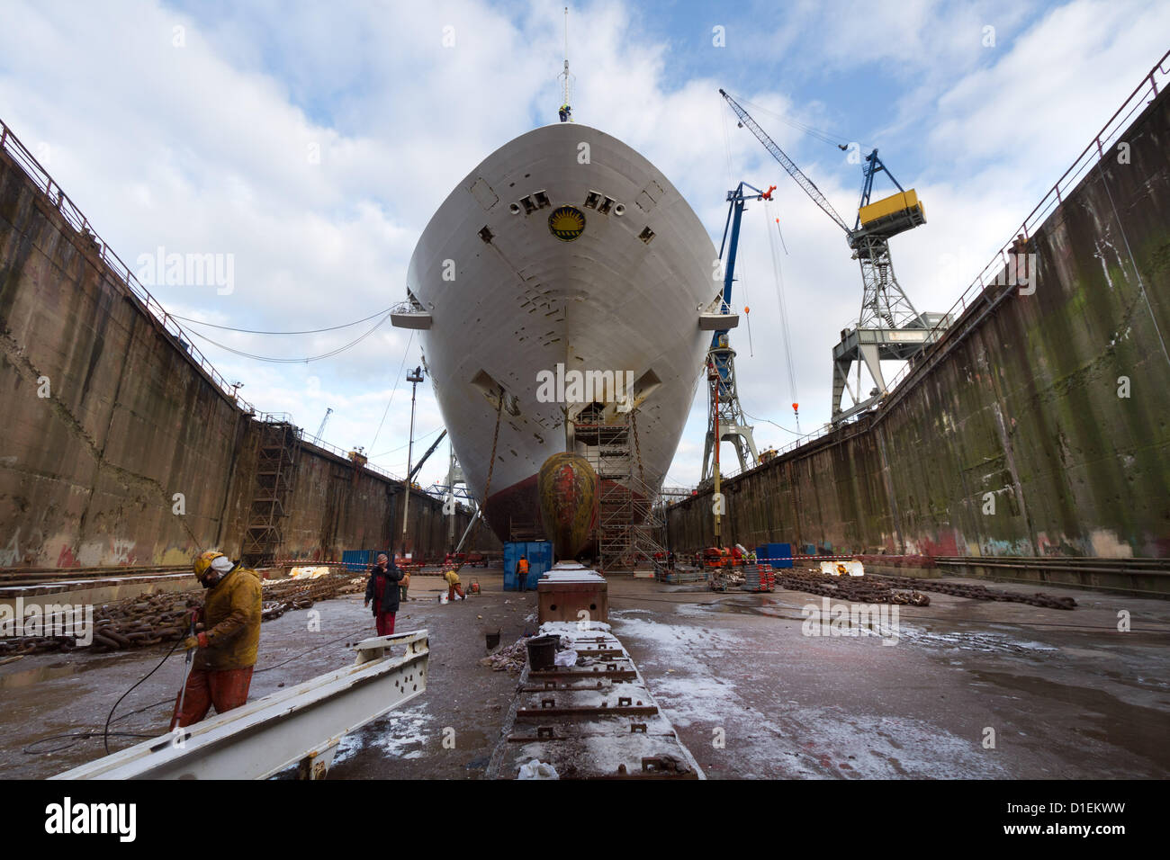 Refit of P&O Cruises Oceana in Blohm-Voss Shipyard in Hamburg, Germany 05-20 December 2012 Stock Photo