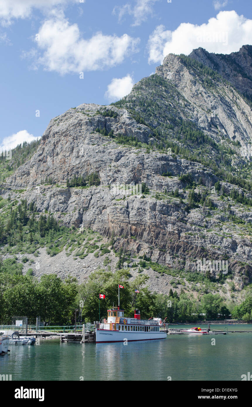 Waterton Lakes National Park Alberta Canada tour boat Stock Photo