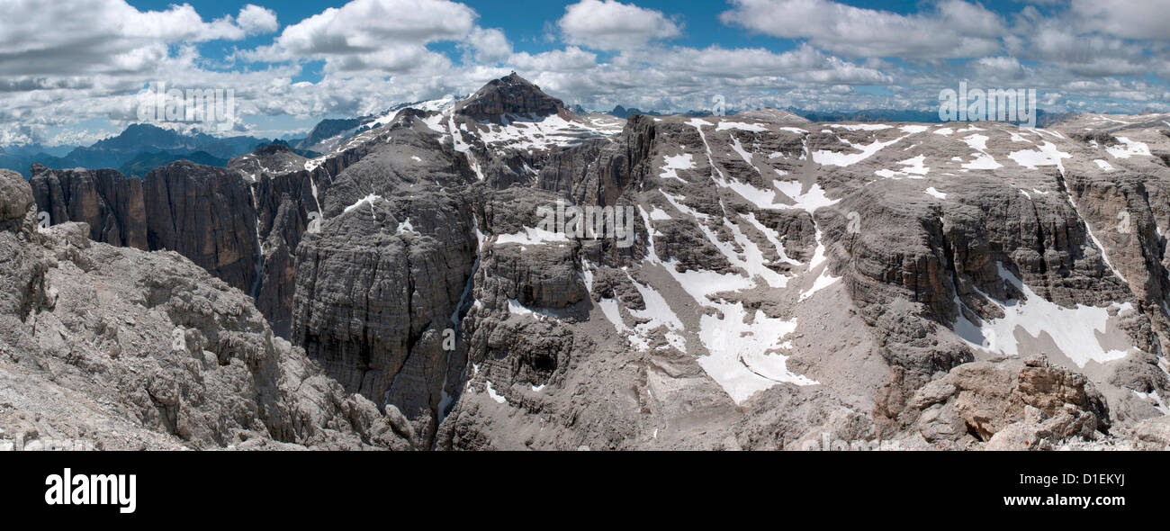 Mountainscape in the Sella Group with Piz Boe, Dolomites, South Tyrol, Italy Stock Photo