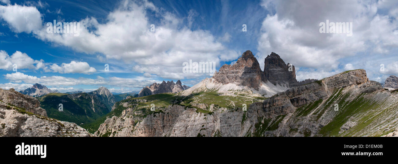 Mountainscape with Drei Zinnen, Dolomites, South Tyrol, Italy Stock Photo