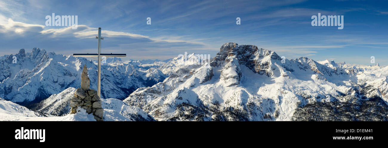 Winter landscape in the Fanes-Sennes-Prags Nature Park, Dolomites, South Tyrol, Italy Stock Photo
