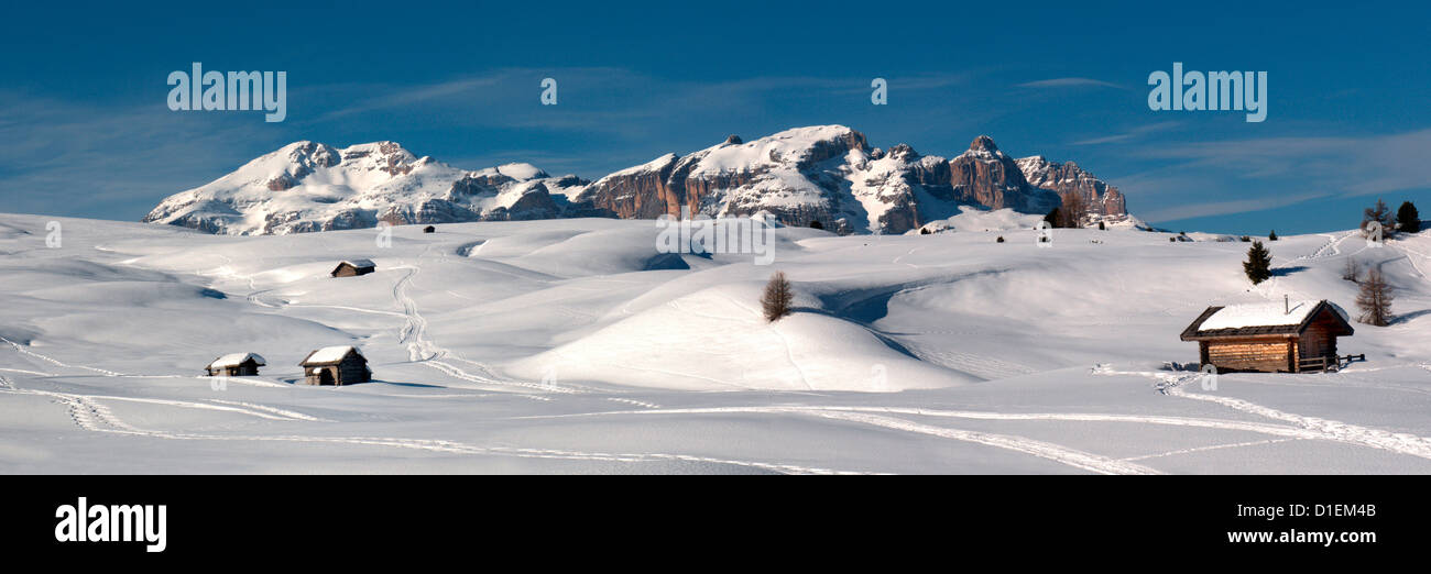 Winter landscape at the Sella Group, Dolomites, South Tyrol, Italy Stock Photo