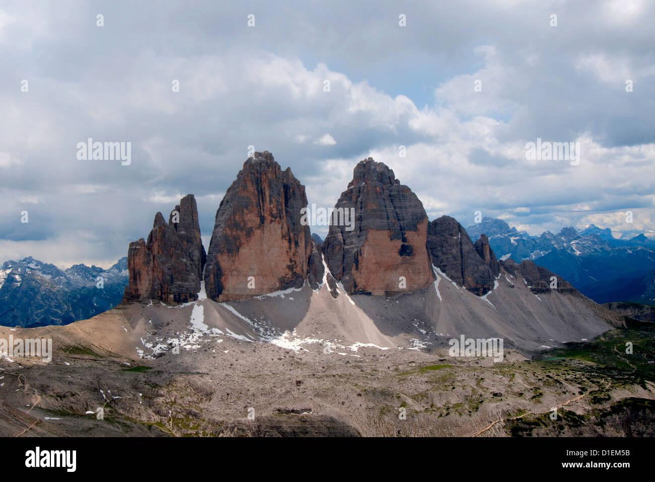 Mountainscape with Drei Zinnen, Dolomites, South Tyrol, Italy Stock Photo