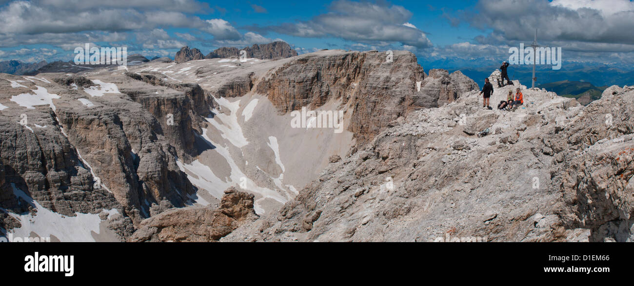 Mountaineers on the Pisciaduspitze, Dolomites, South Tyrol, Italy Stock Photo