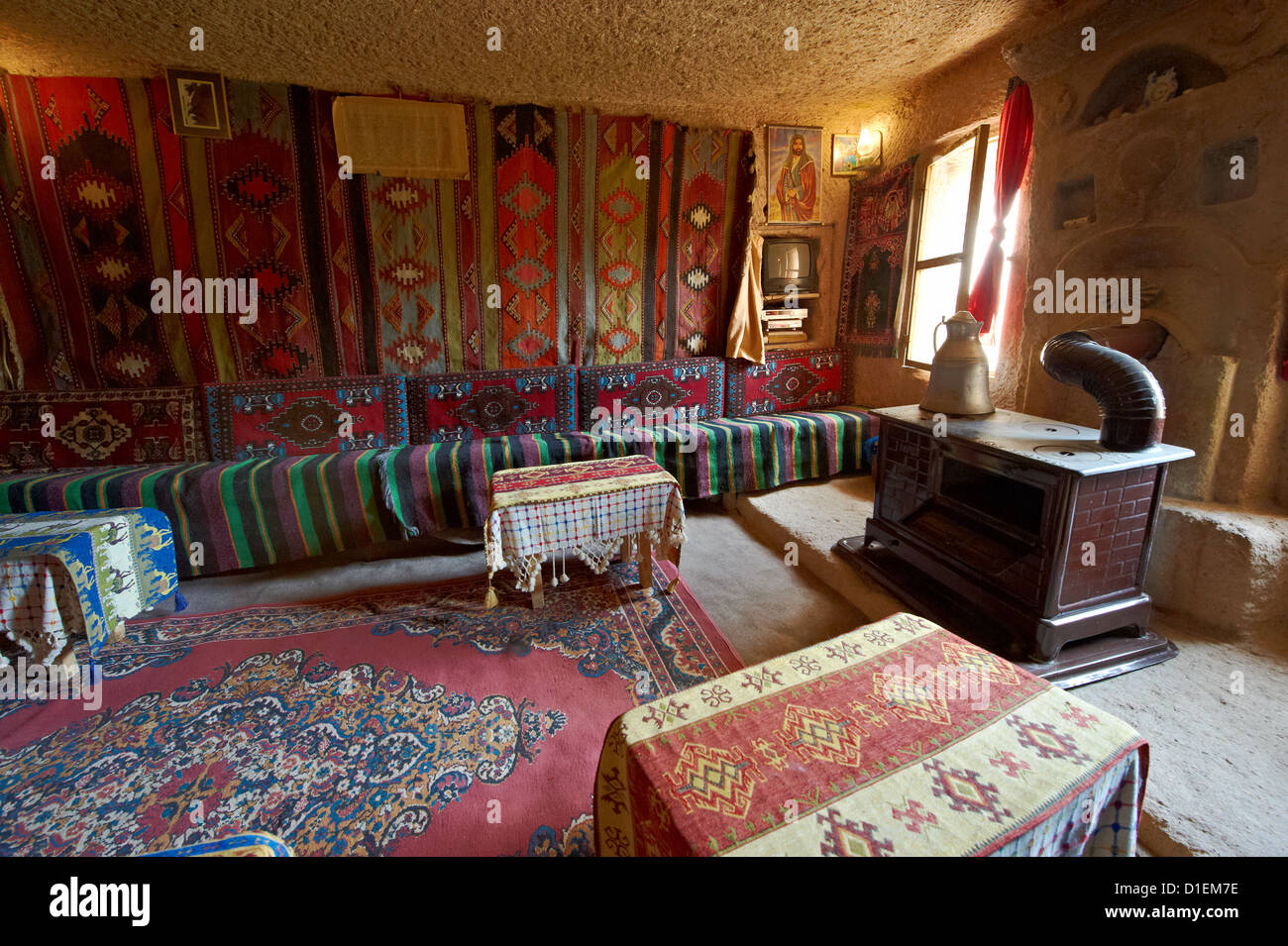 Inside a rock house of Uchisar, Cappadocia Turkey Stock Photo Alamy