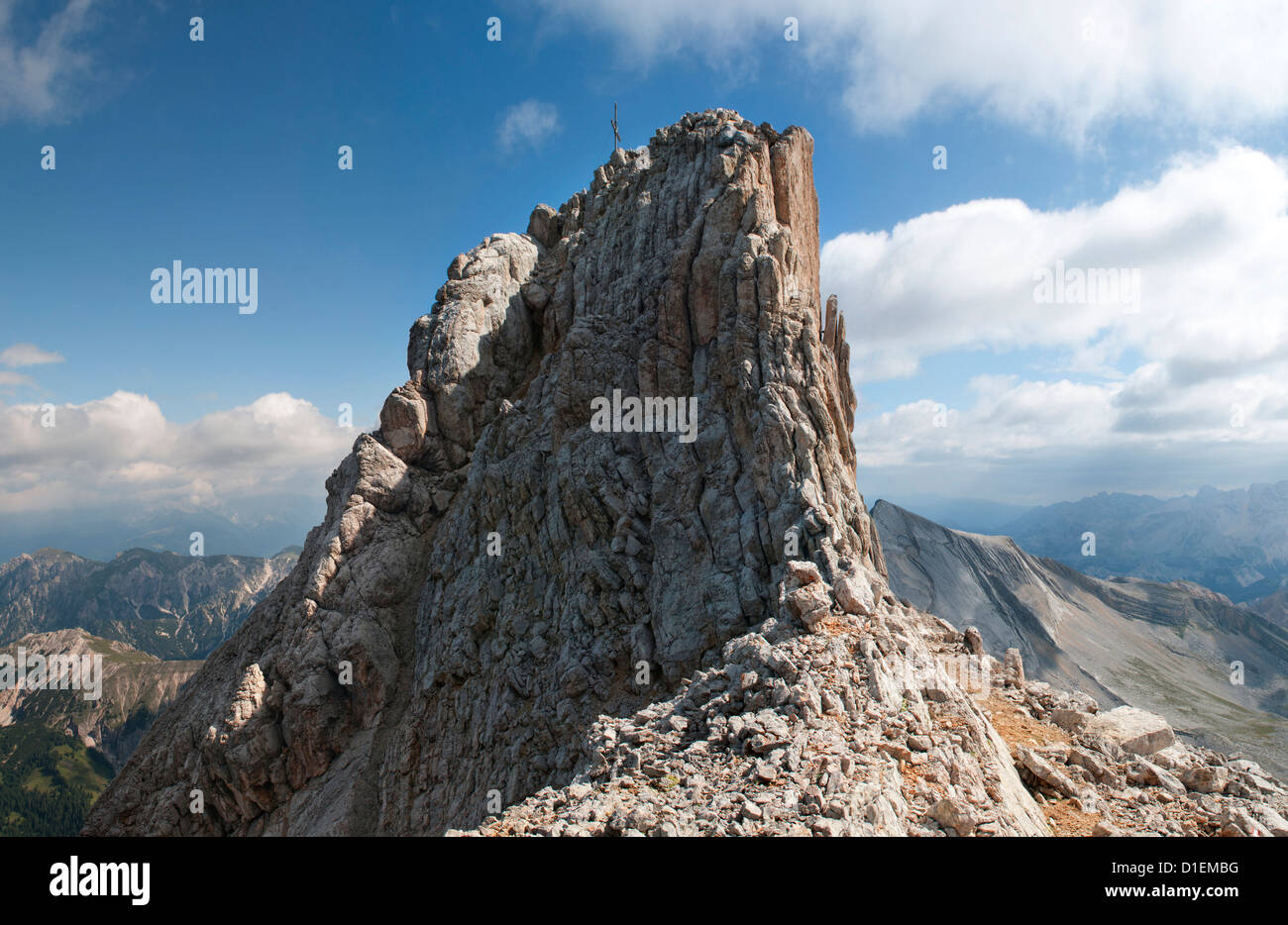 Peak of the Heiligkreuzkofel, Dolomites, South Tyrol, Italy Stock Photo