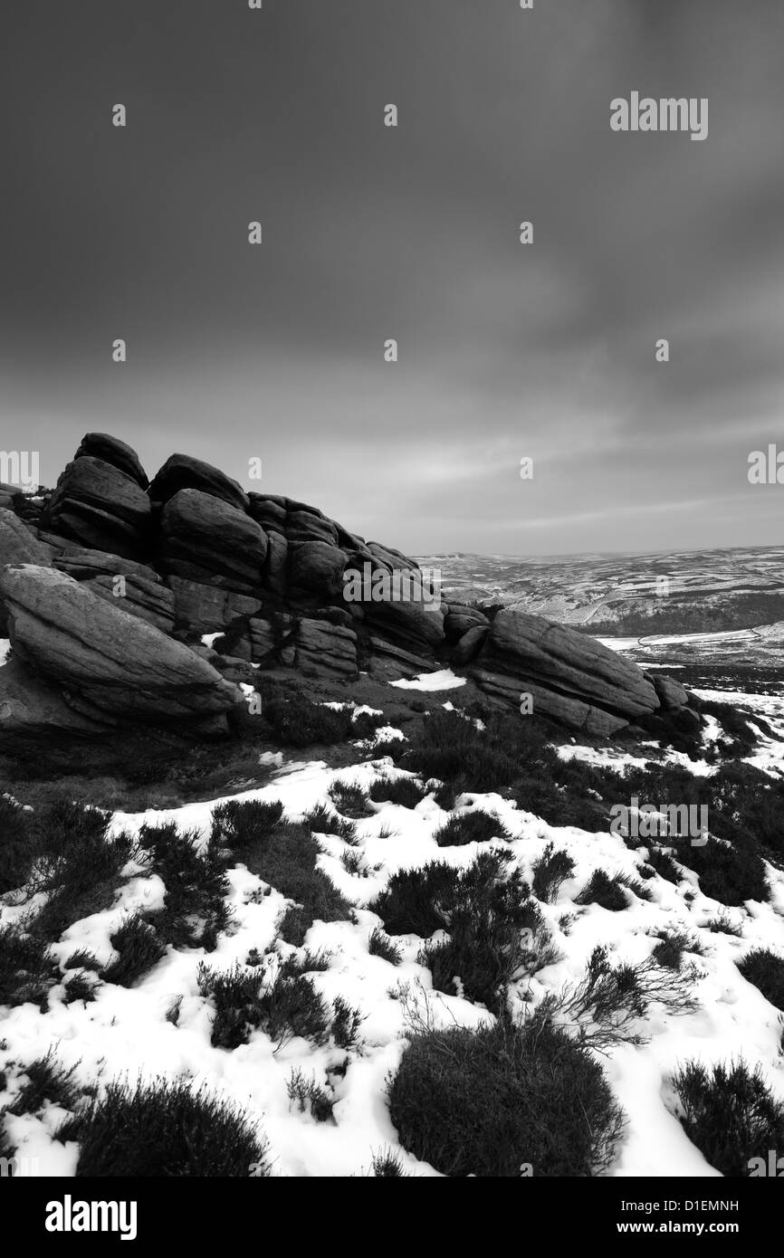 panoramic image, Wintertime on the Hurkling Stones, Derwent Moors