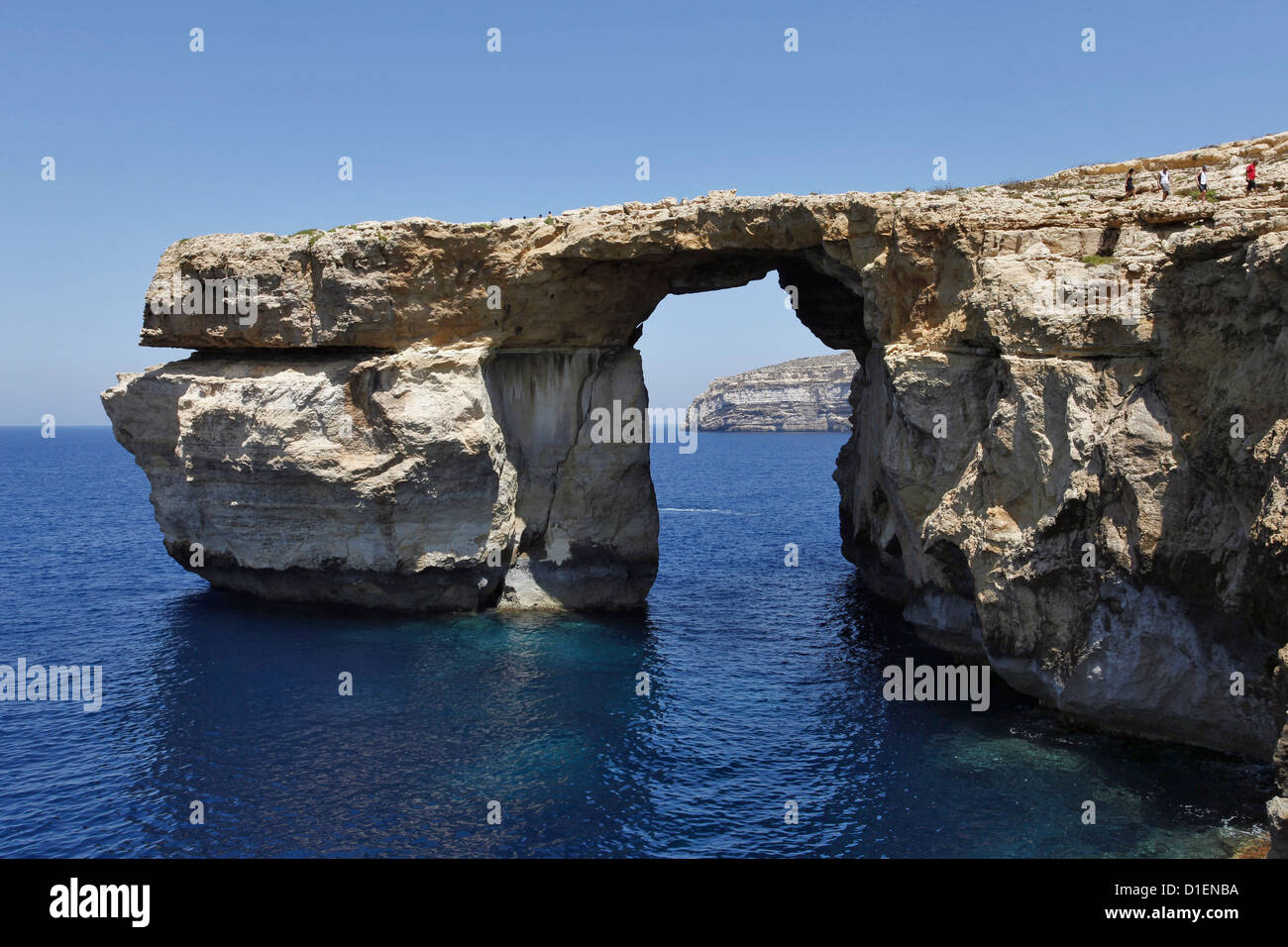 Rock arch Azure window in the Mediterranean Sea near Gozo, Malta Stock Photo