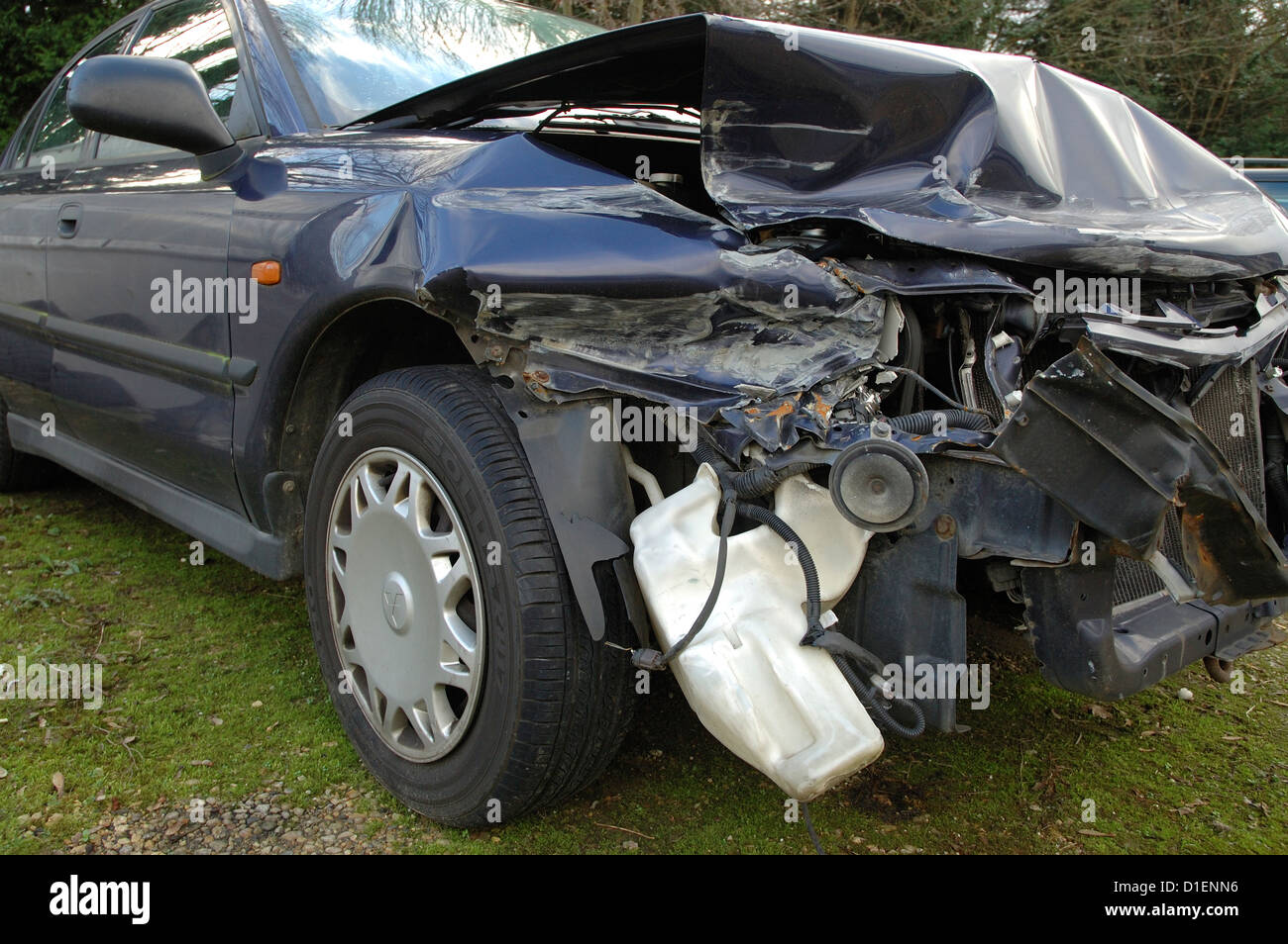 Accident damaged motorcar Stock Photo
