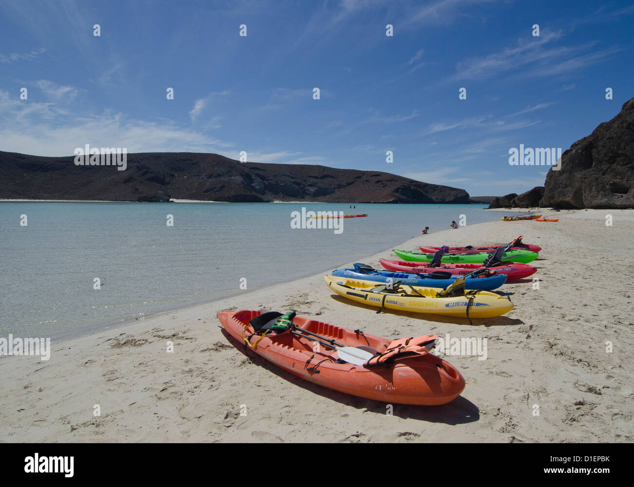 Balandra beach on the Sea Of Cortez north of La Paz Baja Sur Mexico with its clear waters and famous mushroom rock Stock Photo