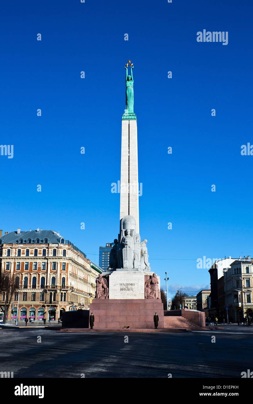 Latvian freedom monument in Riga city Stock Photo - Alamy