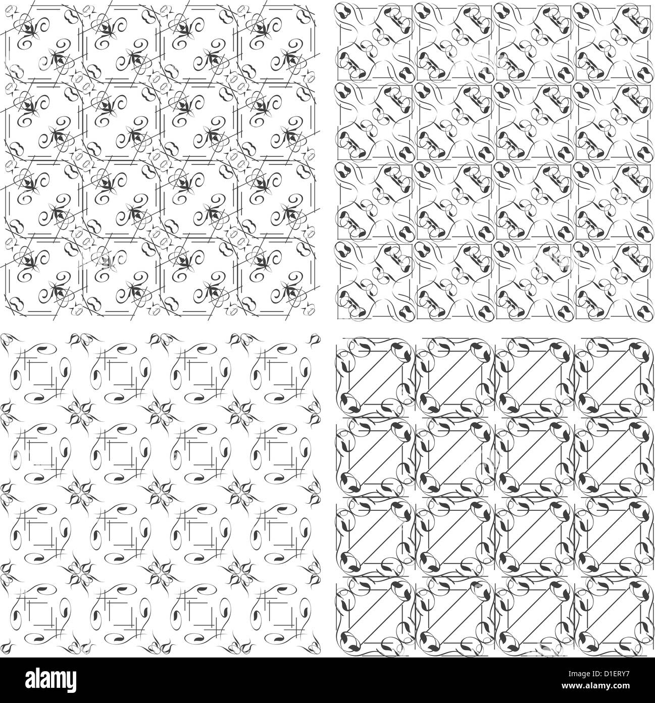 Set of monochrome geometric seamless patterns. background collection Stock Photo