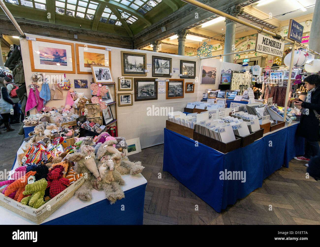Arts and crafts stall in the Corn exchange at St Nicholas Market in