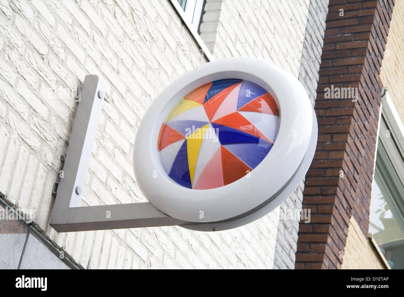 Logo of the SNS Bank on Main Street in Hoogeveen, Netherlands Stock Photo