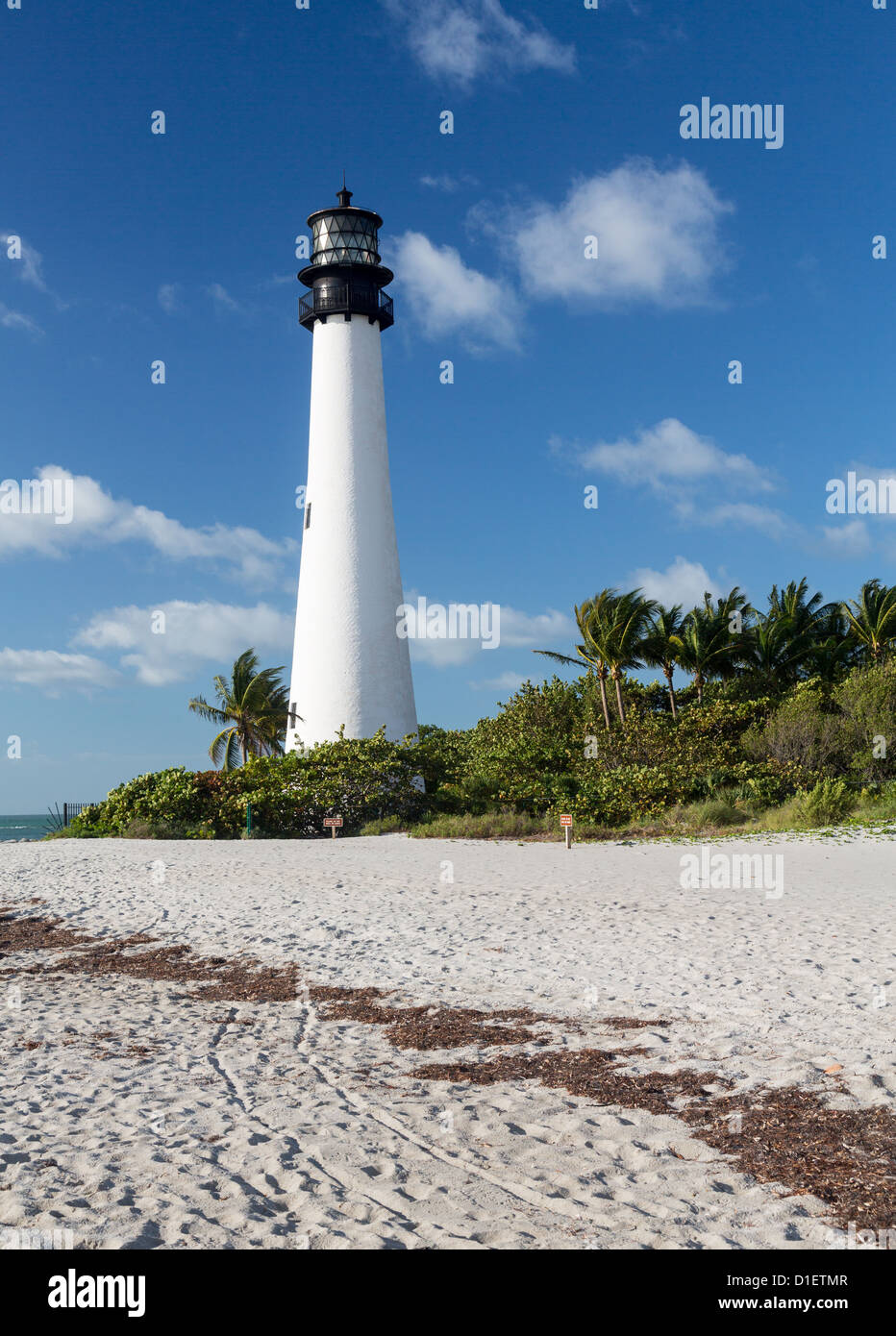 Cape Florida Lighthouse and Lantern in Bill Baggs State Park in Key Biscayne, Florida, USA Stock Photo