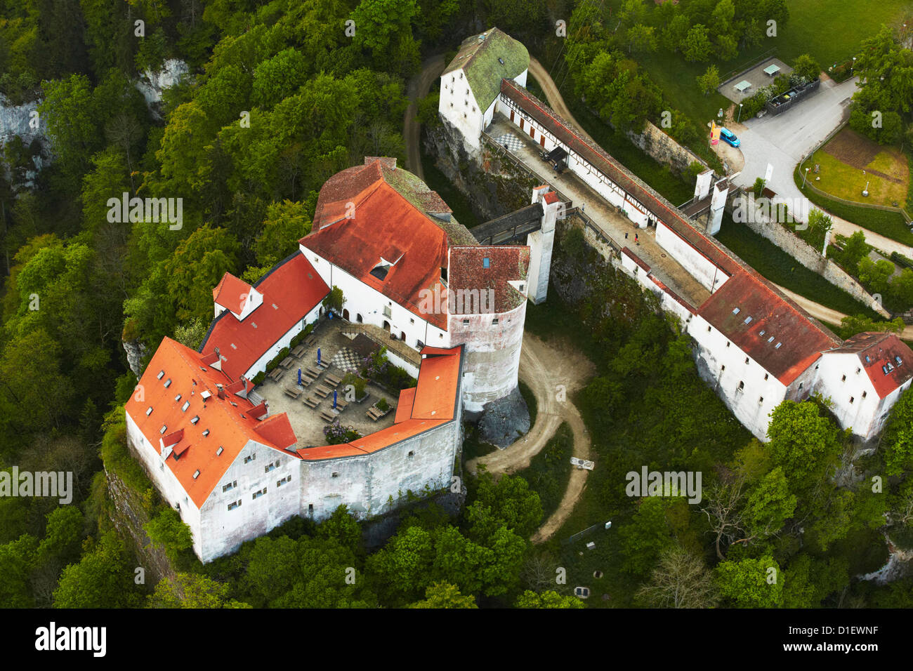 Wildenstein Castle, Sigmaringen, Germany, aerial photo Stock Photo