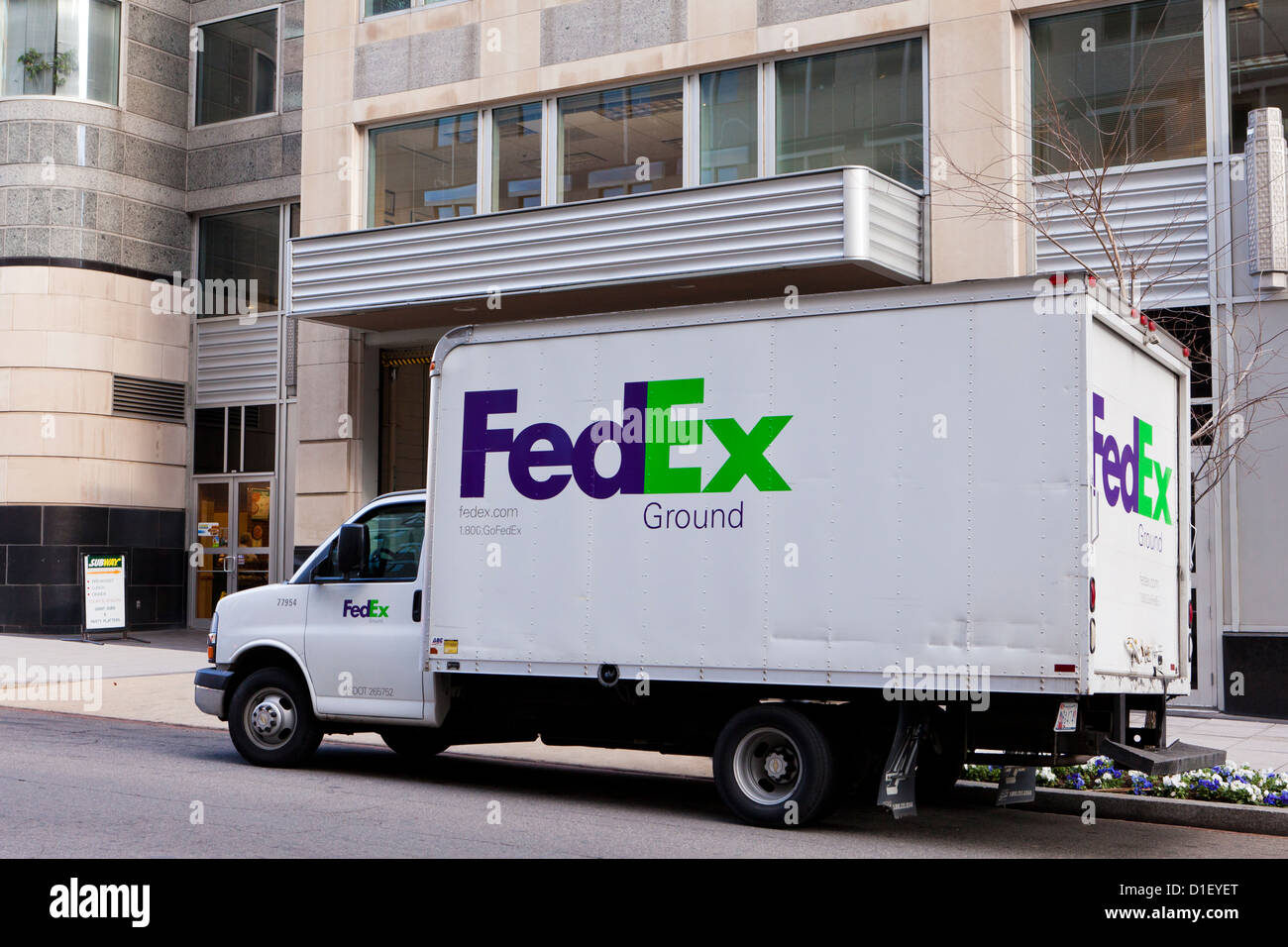 FedEx Ground delivery truck parked - Washington, DC USA Stock Photo