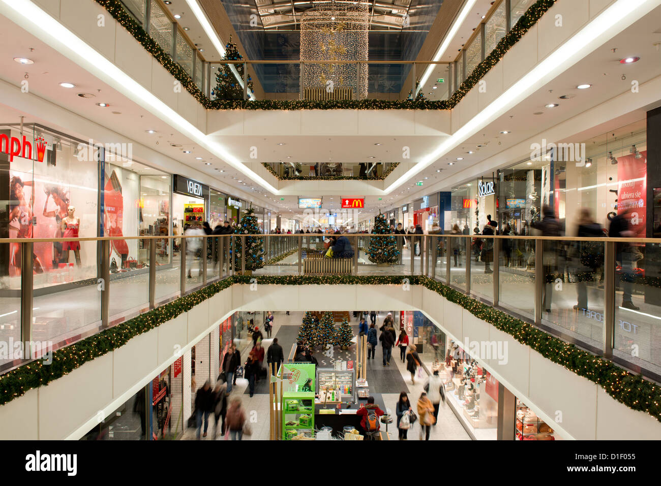 An internal shot of Galeria Krakowska shopping centre mall, Krakow, Poland. Stock Photo