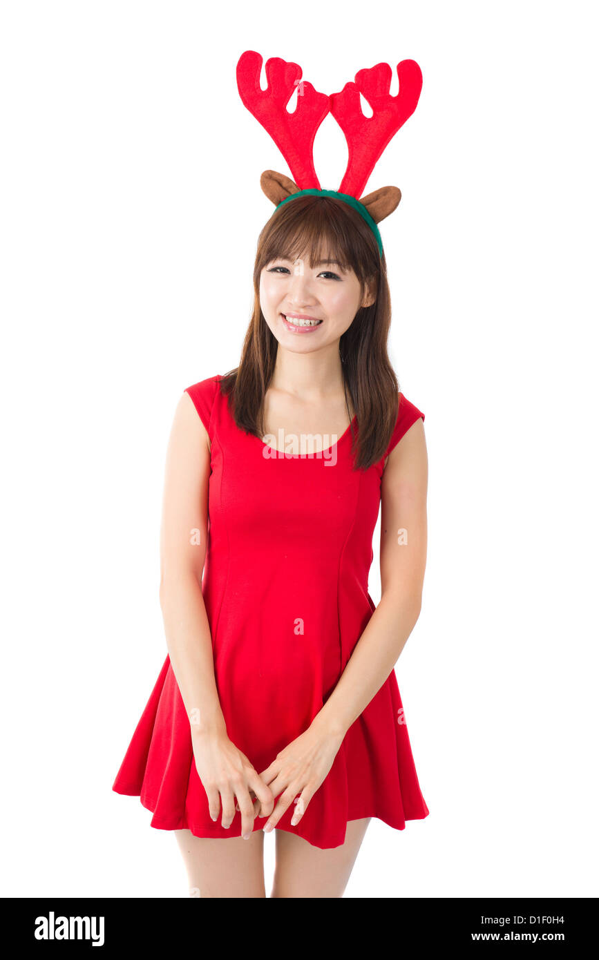 chinese girl celebrating christmas Stock Photo - Alamy