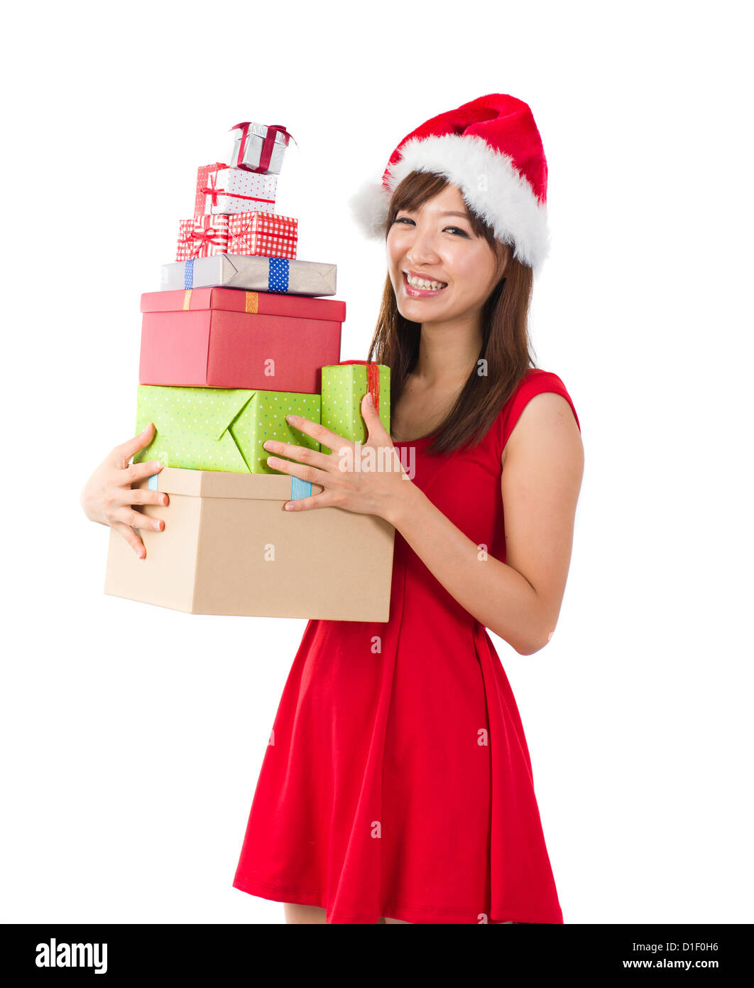 chinese girl celebrating christmas Stock Photo - Alamy