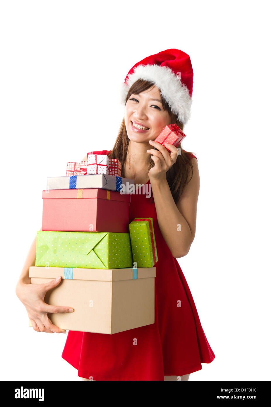 chinese girl celebrating christmas Stock Photo - Alamy