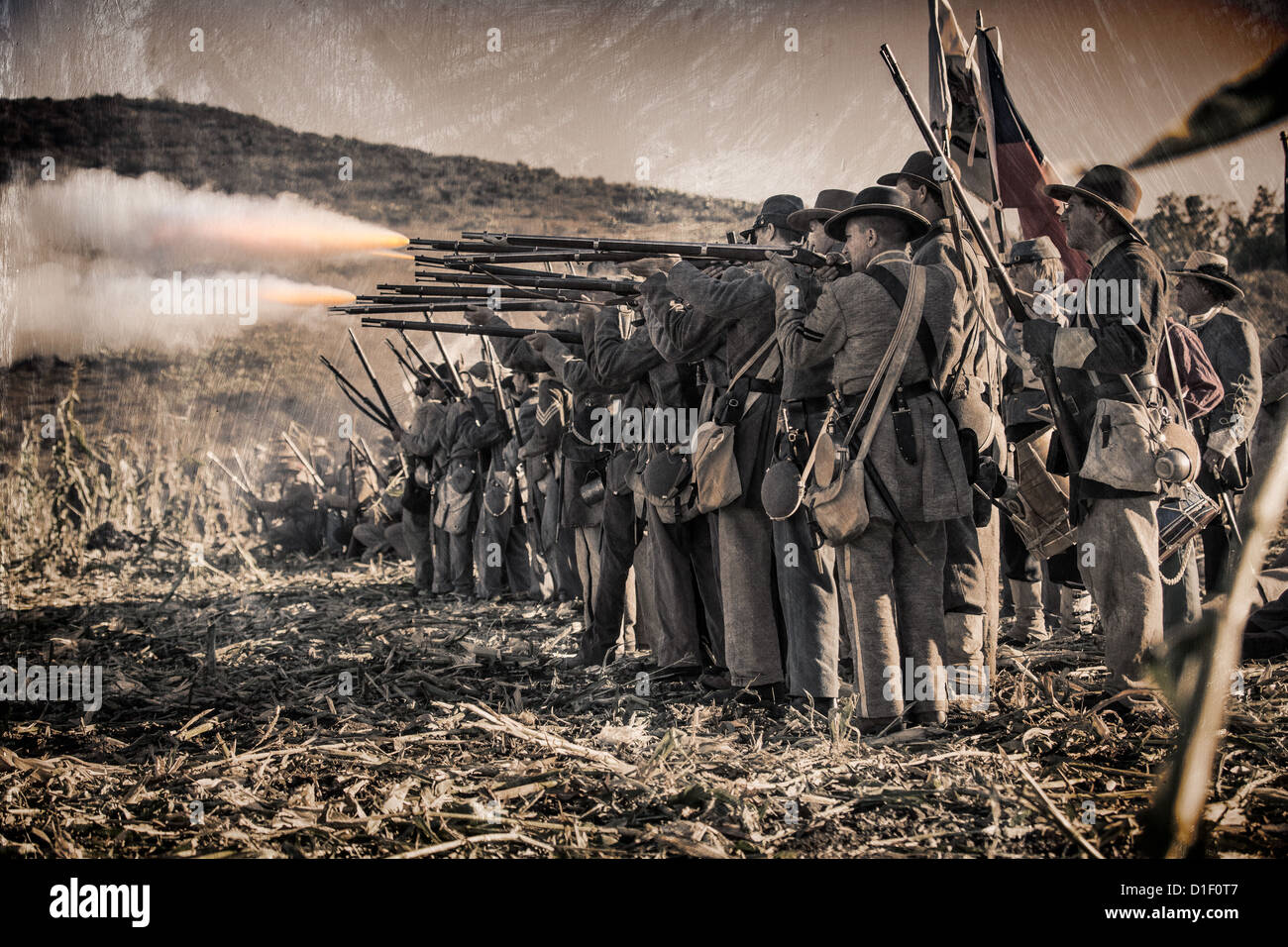 American Civil War Reenactment. Stock Photo