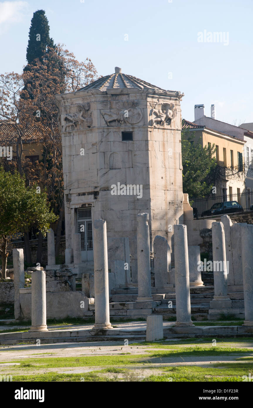 Greece, Athens, The Roman Agora, The Tower of the Winds (AERIDES) Stock Photo