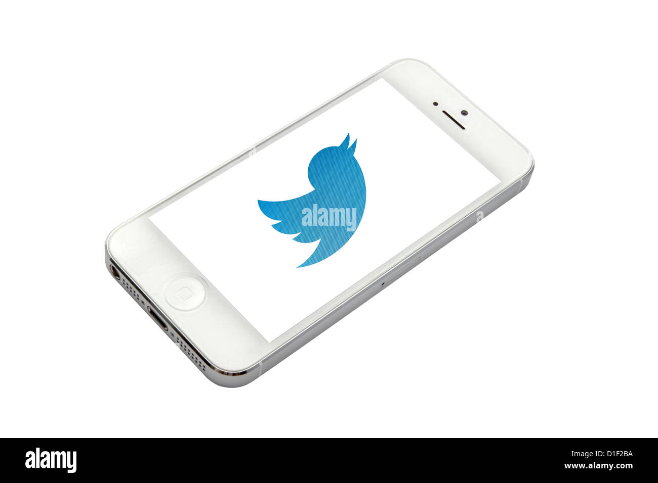 twitter logo on iPhone screen Stock Photo