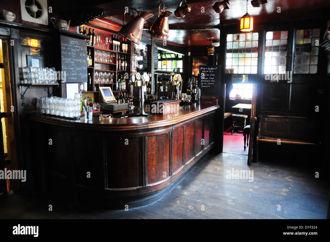 The Bar at The Windsor Castle Pub, Campden Hill Road, Kensington, London, England Stock Photo